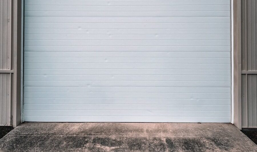 white roll up door closed